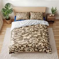 Victorian Beige Damask Duvet Cover Set King Queen Double Full Twin Single Size Bed Linen Set 135x200cm