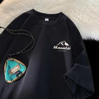T-Shirts Pullover Oversize Tshirt Hong Kong Style Mountain Peak Letters Print T-Shirts Oversized Half Sleeves Youth Tees S įvairiaspalvis