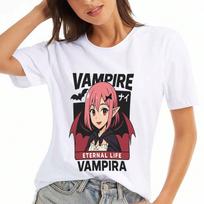 Vampire Attack unisex's Cotton T Shirt, Premium Cotton Quality Print, Durable, Casual Fashion. Horror Vampire And Victim Graphic Tee, Unique Halloween S įvairiaspalvis