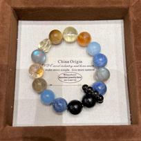 Van Gogh Starry Night Yellow & Blue Topaz Tiger's Eye Bracelet for Luck & Wealth