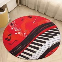 Piano Keyboard Music Notes Round Rug Musical Design Flannel Floor Mat Musicians Home Decor Soft Non Slip Washable Area Artistic 60cm x 60cm
