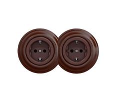 Reblig - dviguba retro rozetė namams su SCHUKO rėmeliu 230V ruda