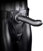 Ouch By Shots Ouch! Textured Curved Hollow Strap-On Adjustable 20 cm Juodas