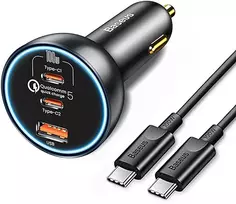 Baseus 160W su technologija Qualcomm Quick Charge 5 2x USB-C + 1x USB-A - pilka