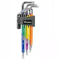 TORX TX 10-50 raktų rinkinys, 9 vnt., daugiaspalvis / ypač ilgas, „DIY-HKT62-EL/B“