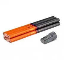 Konstrukciniai pieštukai su drožtuku, 180 mm, šešiakampiai, 6 vnt., dviejų spalvų, „DIY-PC1HX18/S6B“.