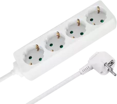 Rebel balta prailgintuvas, 4 lizdai, 5 m, vokiško tipo, be jungiklio (3x1,5 mm)