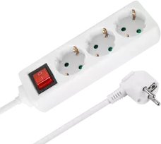 Prailgintuvas 3 lizdai 5m vokiško tipo su jungikliu (3x1.5mm) Rebel balta
