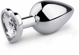 Rimba Aliuminio Heart Gem Plug - Medium, Tapered, Polished Sidabrinis