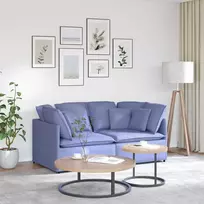 Modulinė sofa su pagalvėlėmis, audinys, džinso mėlyna