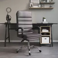 Masažinė atlošiama biuro kėdė, pilka, dirbtinė oda
