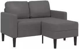 Dvivietė sofa su šezlongu, L formos, pilka, 125 cm, dirbtinė oda