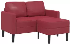 Dvivietė sofa su šezlongu, L formos, vyno raudonos spalvos, 125 cm, dirbtinė oda