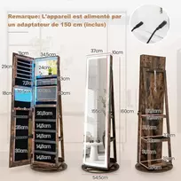 Koduva 160 cm Užrakinama Papuošalų Spintelė su LED Veidrodžiu, Vintage