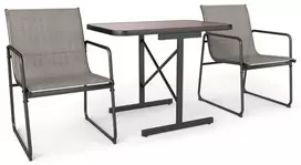 Lauko baldų komplektas Koduva 3 dalių rudos spalvos metalinis ir audinio bistro komplektas