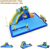 Koduva Vandens parkas 6-in-1 pripučiamas batutas su vandens patrankomis ir čiuožykla 525x373x203 cm
