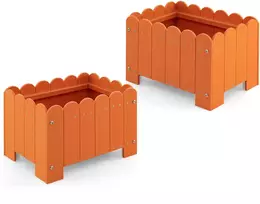 Koduva 2 vnt stačiakampiai vazonai su drenažo tarpais, oranžiniai