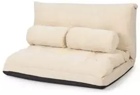 Lauko baldų komplektas Koduva Sulankstomas grindų sofa-lova su 2 juosmens pagalvėmis, smėlio