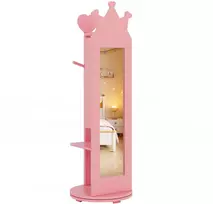 Koduva Laisvai stovintis vaikų papuošalų spintelė su veidrodžiu, rožinė