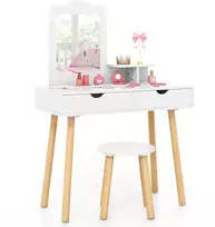 Koduva 2-in-1 vaikų kosmetinis stalas ir taburetė, balta