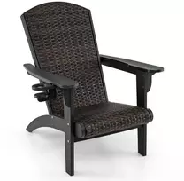 Koduva Patio Adirondack HDPE poilsio kėdė su rataniniu sėdimu, juoda