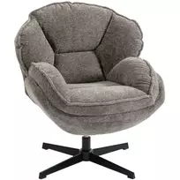 Modernus „Wingback“ fotelis, aksominis fotelis su keturių kampų pagrindu, S formos spyruoklės, 360° sukimosi funkcija, pilkas