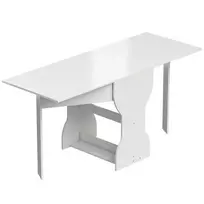 Sulankstomas valgomojo stalas, virtuvinis stalas su daiktadėže 2-4 asmenims, sulankstomas stalas mažoms erdvėms, valgomasis, 160 x 60 x 75 cm, baltas