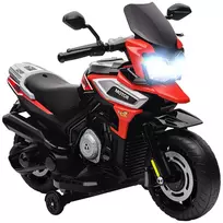 Elektrinis motociklas vaikams nuo 18-36 mėnesių, vaikiška transporto priemonė, atraminiai ratukai, šviesos, muzika, plastikas, plienas, raudonas