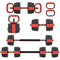 SPORTNOW 4-in-1 Hantelių rinkinys, reguliuojami 25 KG hanteliai ir štangos jėgos treniruotėms namuose