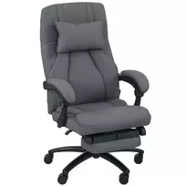 Vinsetto biuro kėdė su masažo funkcija, ergonomiška rašomojo stalo kėdė su gulima funkcija, galvos atrama su USB sąsaja, reguliuojamo aukščio, pasukama vadovo kėdė su lino išvaizda, tamsiai pilka