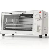 Mini Orkaitė 9L | Su Kepimo Skardomis, Grilio Lentyna, Reguliuojama Temperatūra 100–230 °C, 60 min Laikmatis, 750 W, Nerūdijantis Plienas, Kreminės Baltos Spalvos