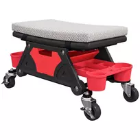 HOMCOM dirbtuvių kėdė su ratukais, lentyna, stalčiumi, 35 cm aukščio, sėdimoji dalis iki 135 kg, darbui, riedantis sėdynė, dirbtuvių sėdynė, pilka