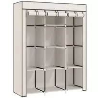 Medžiaginė spinta 8 lygiai, 125 x 43 x 162,5 cm, kreminė balta