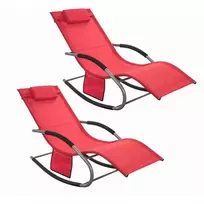 2 x supamasis krėslas, saulės gultas, lauko baldai, raudona, OGS28-Rx2