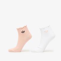 adidas Ruffle Quarter Socks Blush Pink/ White - Dydis L (KD8369 Kojinės)