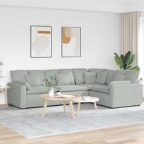 Modulinė sofa su pagalvėlėmis, aksominė, šviesiai pilka