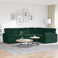 Modulinė sofa su pagalvėlėmis, aksominė, tamsiai žalia