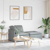 Modulinė sofa su pakoja ir pagalvėlėmis, audinys, šviesiai pilka