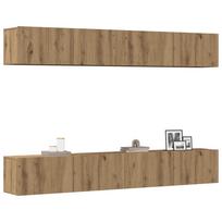 4 dalių prie sienos tvirtinamas televizoriaus spintelių komplektas, ąžuolo spalvos, 100x30x30 cm