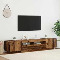 TV spintelė su LED lemputėmis, senovinė mediena, 200x35x40cm, inžinerinė mediena