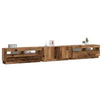 TV spintelė su LED lemputėmis, senovinė mediena, 300x35x40cm, inžinerinė mediena