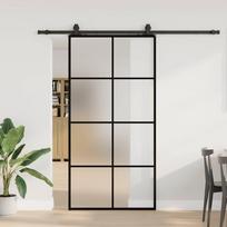 Stumdomos durys su furnitūra, juodos, 102,5x205 cm, ESG stiklas