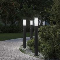 Apšvietimo stulpeliai su jutikliu ir lizdu, 3 vnt., 80 cm, nerūdijantis plienas, IP44