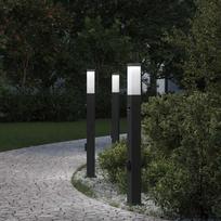 Apšvietimo stulpeliai su jutikliu ir lizdu, 3 vnt., 80 cm, juodi, IP44