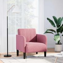 Sofa-kėdė su porankiais, rožinė, 54 cm, aksomas