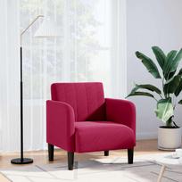 Sofa-kėdė su porankiais, vyno raudonumo, 54 cm, aksominė