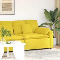 Modulinė sofa su porankiais ir pagalvėlėmis, šviesiai geltona, 100 cm