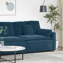Modulinė sofa su porankiu ir pagalvėlėmis, mėlyna, 100 cm