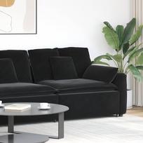 Modulinė sofa su porankiu ir pagalvėlėmis, juoda, 100 cm