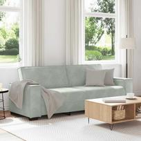 Trivietė sofa, šviesiai pilka, 220x78x84 cm, aksomas